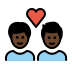 couple with heart, man, man, dark skin tone